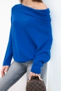 Sweter damski wiskozowy asymetryczny typu nietoperz chabrowy