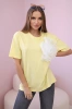 Cotton blouse with decorative flower yellow
