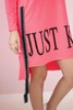 Kleid mit Kapuze und Aufdruck rosa neon