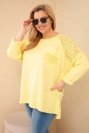 Dámská mikina Plus Size bavlněná s potiskem žlutá