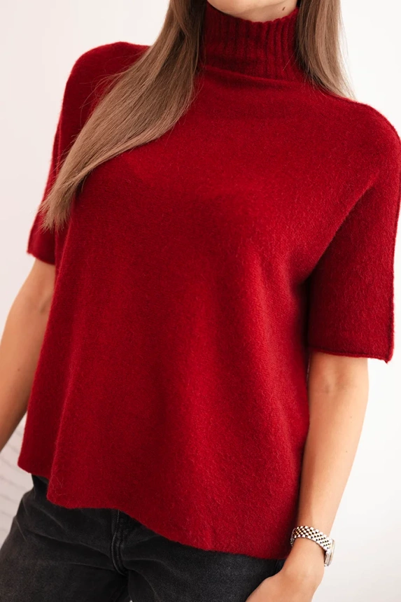 Loose-fit women's turtleneck sweater burgundy
