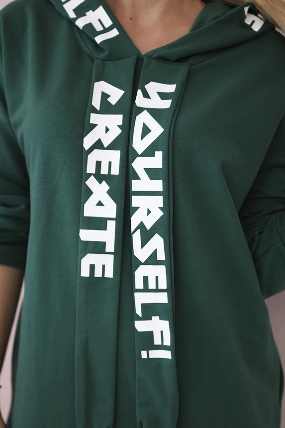 Dress with hood Oversize dark green