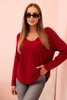 Women's sweater with viscose and V-neck burgundy