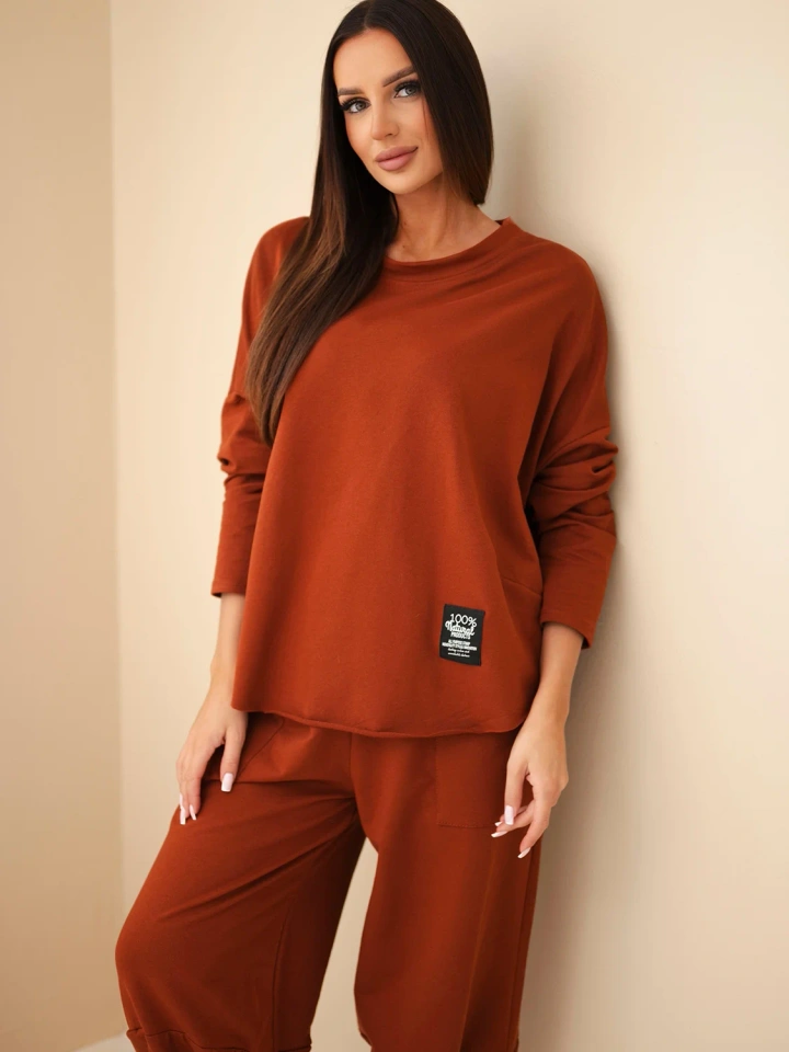 Cotton sweatshirt pants set russet