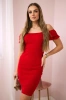 Ribbed dress with frills red