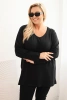 Bluzka damska Plus Size z dekoltem V i długim rękawem czarna