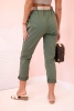 Women's viscose trousers with belt and rolled up leg light khaki