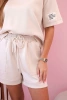Women's butter set with high-waisted shorts beige
