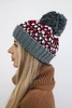 Cap with a pompom Ellen K325 dark gray+red