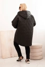 Plus Size women's quilted jacket with a hood and the word HOPE black