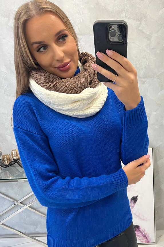 KN14 Zweifarbiger Damenschlüpfer mocca+ecru