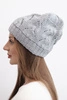 Women's winter wool hat with an openwork pattern K427 gray
