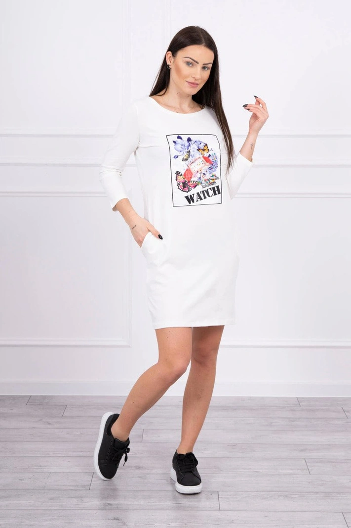 Dress with graphics 3D Watch ecru