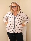 Plus Size women's jacket with polka dots and hood beige