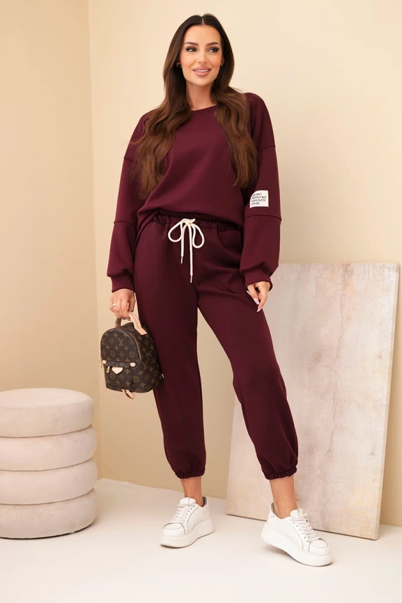 Komplet bluza + spodnie maslo tmavý bordový