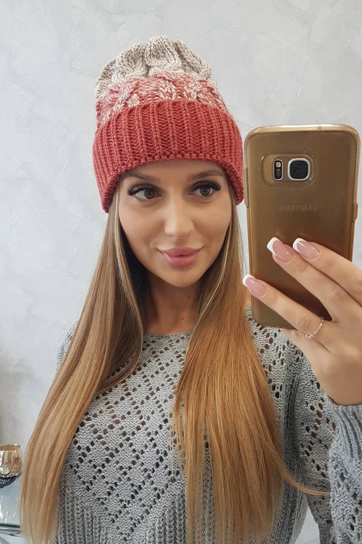 Dámská čepice Samara K346 červená+béžová