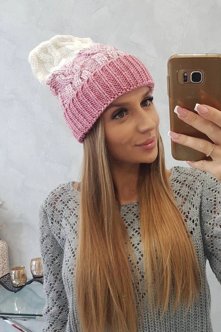 Dámská čepice Samara K346 powder pink+ecru