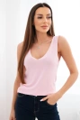 Women's viscose sleeveless top with V-neck candy pink