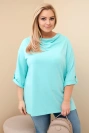 Dámska blúzka Plus Size z bavlnou s voľným strihom a vodným výstrihom mätová