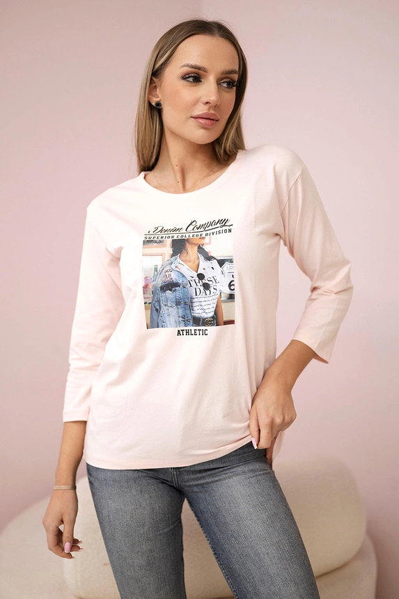 Collage bedruckte Bluse puderrosa