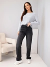 Women's viscose sweater with long sleeves and a round neckline light gray