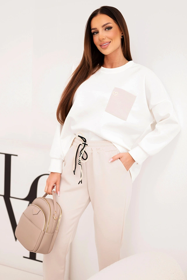 Damen-Set mit kontrastierender Tasche Butterfarben beżowy