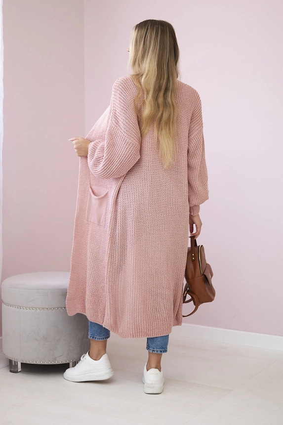 Sweater long cardigan powder pink