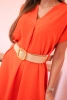 Kleid mit dekorativem Gürtel Dunkelorange