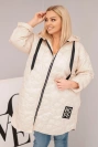 Dámská bunda Plus Size prošívaná s kapucí a nápisem HOPE světlá béžová
