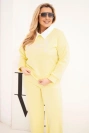 Ladies' set butter Plus Size with wide legs and collar yellow