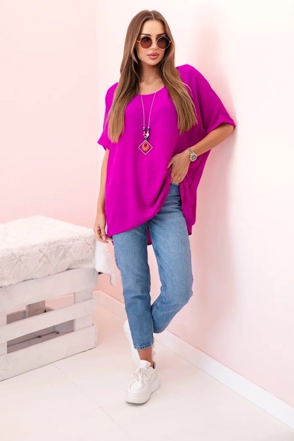 Oversized blouse with pendant aubergine