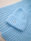 A set women's hat and long scarf blue