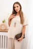 Women's set with a loose blouse and wide pants beige