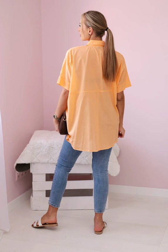 Short-sleeved cotton shirt apricot
