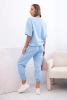 Women's viscose set with short sleeves and trousers blue