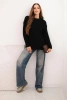 Women's sweater with wool, long sleeves and round neckline black