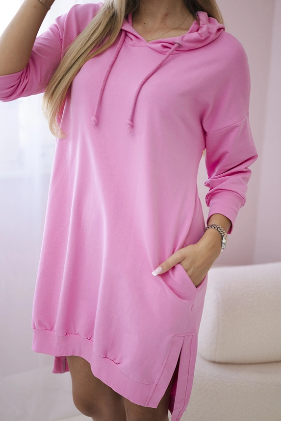Kapuzenkleid mit längerem Rücken hellrosa