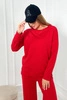 Baumwoll-Set Sweatshirt + Hose mit weitem Bein rot
