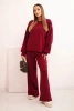 Women's cotton set with wide legs and long-sleeve sweatshirt burgundy