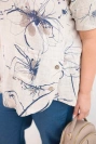 Damen Baumwollbluse Plus-Size mit kurzen Ärmeln und Tasche beige