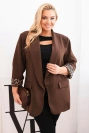 Plus Size women's blazer with leopard lining brown