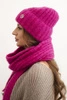 Women's set hat and long scarf made of soft yarn fuchsia