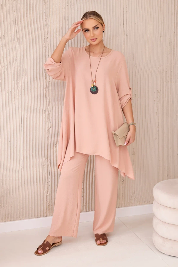 Set of blouse + pants with pendant dark powder pink