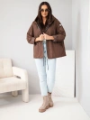 Women's quilted jacket with a hood chocolate