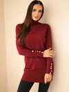 A sweater women's viscose with a turtleneck and long sleeve burgundy