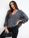 Women's wool sweater buttoned with V-neck graphite
