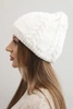 Women's winter wool hat with cable knit pattern K452 white