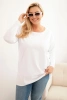 Damenbluse Plus Size aus Baumwolle mit Rundhalsausschnitt weiß