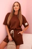 Damen Set mit hochgeschnittenen Shorts Butter Schokoladenfarbe