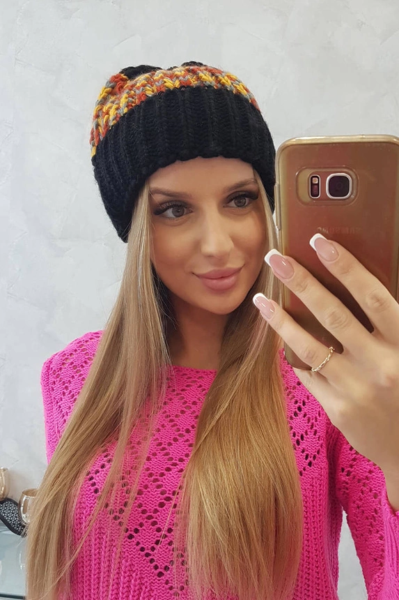 Moteriška kepurė Iris K348 black+mustard